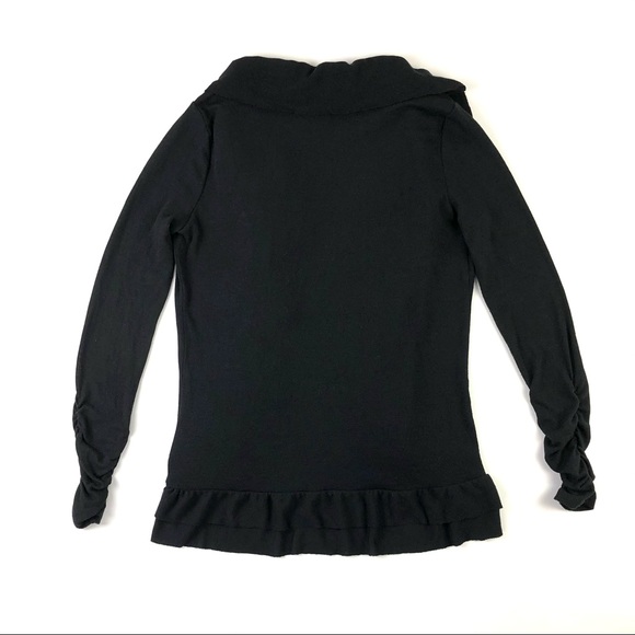 Sevengate Braided Ruffle Flyaway Black Cardigan - Picture 2 of 7